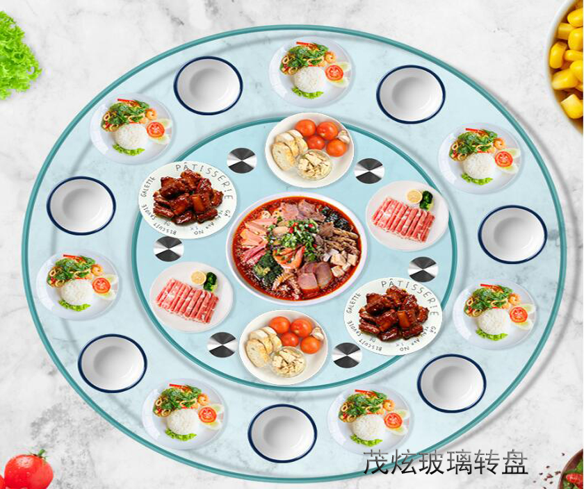 酒店用餐桌玻璃轉(zhuǎn)盤，透明玻璃轉(zhuǎn)盤底座圖片